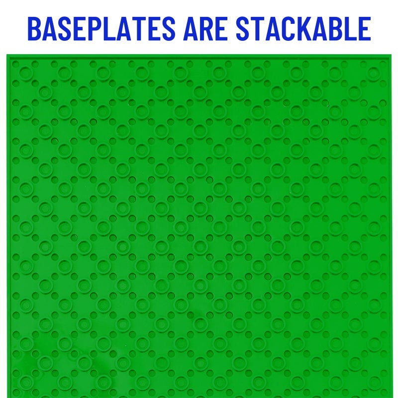 Strictly Briks Stackable Baseplates - 6 Pack Compatible with Classic Lego & Major Brick Brands, 10 x 10 in with 32 x 32 Studs, Toy Building Plates Boards, Kids Easter Gift, Green Blue - Image 3